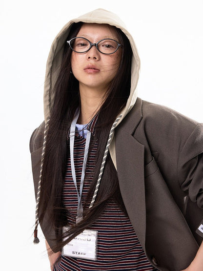 Boyfriend Aura Hooded Blazer - paper.bruise