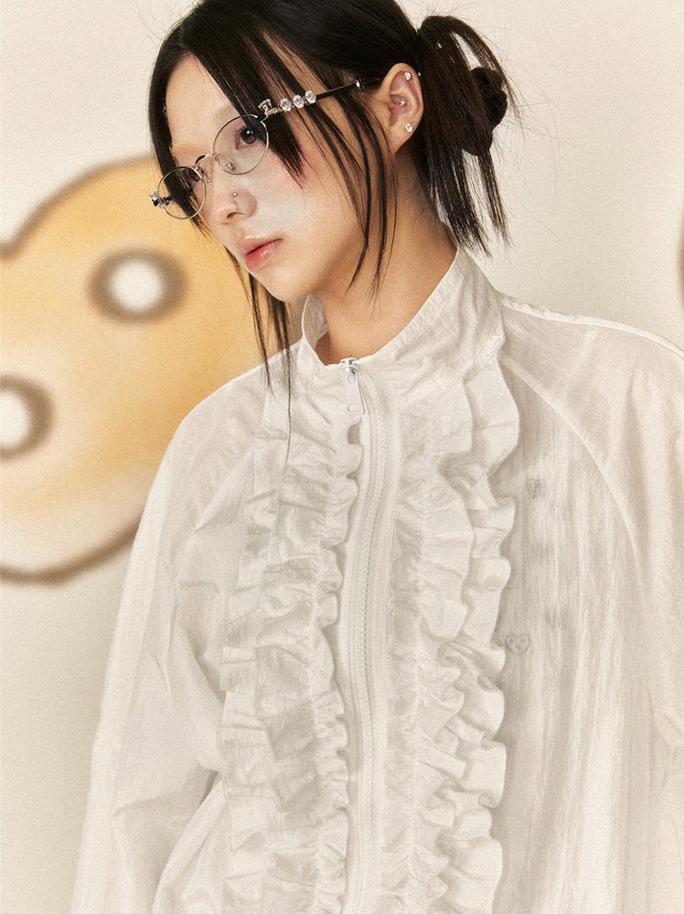 Cloud Ruffle Zip - Up - paper.bruise