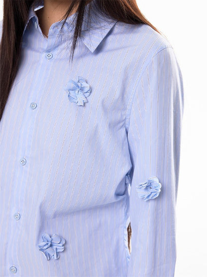 Sky Flower Long Stripe Shirt - paper.bruise