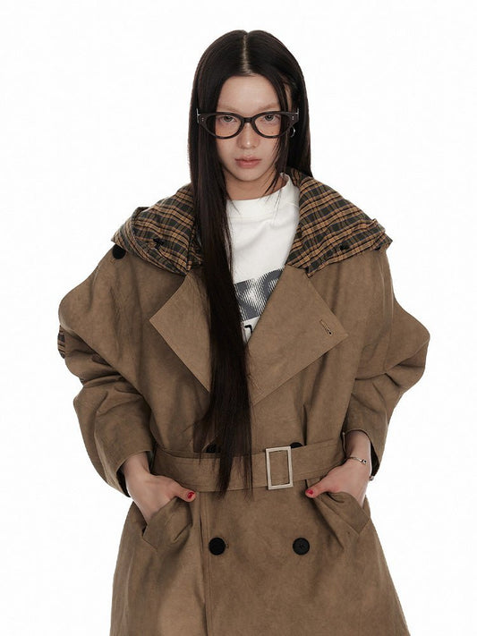 Trenchcore Hooded Drape Coat - paper.bruise