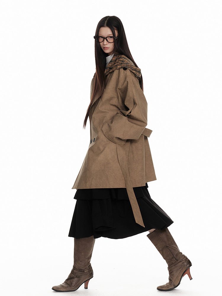 Trenchcore Hooded Drape Coat - paper.bruise