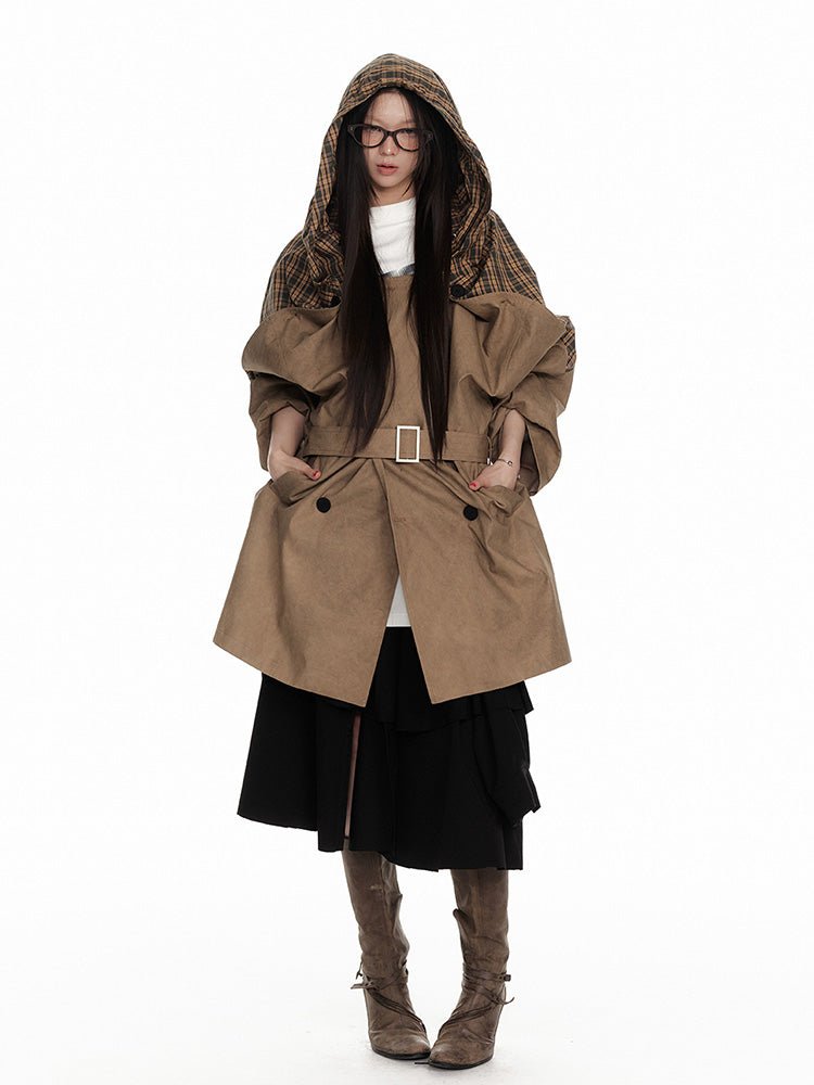 Trenchcore Hooded Drape Coat - paper.bruise